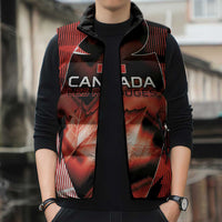 Custom Canada Football Sleeveless Puffer Jacket Visual Line Abstract Maple Leaf