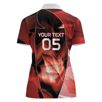 Custom Canada Football Women Polo Shirt Visual Line Abstract Maple Leaf