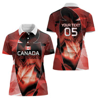 Custom Canada Football Women Polo Shirt Visual Line Abstract Maple Leaf
