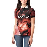 Custom Canada Football Women Polo Shirt Visual Line Abstract Maple Leaf