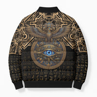 Egypt Eye of Horus Bomber Puffer Jacket Hieroglyphics Patterns Retro Style