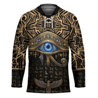 Egypt Eye of Horus Hockey Jersey Hieroglyphics Patterns Retro Style