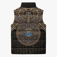 Egypt Eye of Horus Sleeveless Puffer Jacket Hieroglyphics Patterns Retro Style