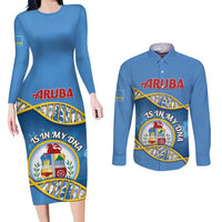 Personalized Aruba Is In My DNA Couples Matching Long Sleeve Bodycon Dress and Long Sleeve Button Shirt - Wonder Print Shop