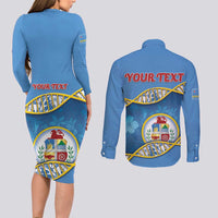 Personalized Aruba Is In My DNA Couples Matching Long Sleeve Bodycon Dress and Long Sleeve Button Shirt - Wonder Print Shop