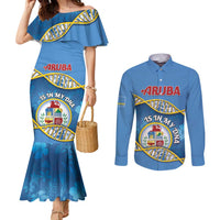 Personalized Aruba Is In My DNA Couples Matching Mermaid Dress and Long Sleeve Button Shirt - Wonder Print Shop
