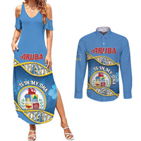Personalized Aruba Is In My DNA Couples Matching Summer Maxi Dress and Long Sleeve Button Shirt - Wonder Print Shop