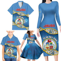 Personalized Aruba Is In My DNA Family Matching Long Sleeve Bodycon Dress and Hawaiian Shirt - Wonder Print Shop