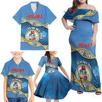 Personalized Aruba Is In My DNA Family Matching Off Shoulder Maxi Dress and Hawaiian Shirt - Wonder Print Shop