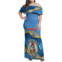 Personalized Aruba Is In My DNA Family Matching Off Shoulder Maxi Dress and Hawaiian Shirt - Wonder Print Shop