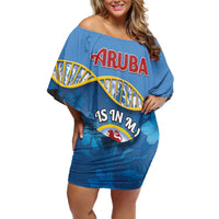 Personalized Aruba Is In My DNA Family Matching Off Shoulder Short Dress and Hawaiian Shirt - Wonder Print Shop