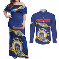 Personalized Bonaire Is In My DNA Couples Matching Off Shoulder Maxi Dress and Long Sleeve Button Shirt - Wonder Print Shop