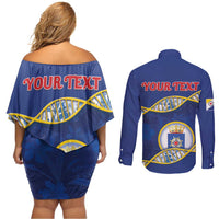 Personalized Bonaire Is In My DNA Couples Matching Off Shoulder Short Dress and Long Sleeve Button Shirt - Wonder Print Shop
