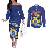 Personalized Bonaire Is In My DNA Couples Matching Off The Shoulder Long Sleeve Dress and Long Sleeve Button Shirt - Wonder Print Shop