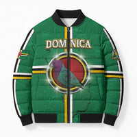 Personalized Dominica Bomber Puffer Jacket Sisserou Parrot With Hibiscus Patterns - Wonder Print Shop