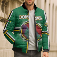 Personalized Dominica Bomber Puffer Jacket Sisserou Parrot With Hibiscus Patterns - Wonder Print Shop