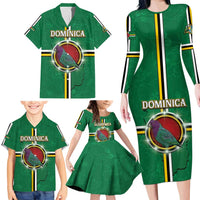 Personalized Dominica Family Matching Long Sleeve Bodycon Dress and Hawaiian Shirt Sisserou Parrot With Hibiscus Patterns - Wonder Print Shop