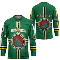 Personalized Dominica Hockey Jersey Sisserou Parrot With Hibiscus Patterns - Wonder Print Shop