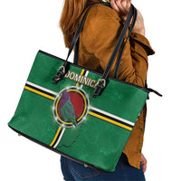 Dominica Leather Tote Bag Sisserou Parrot With Hibiscus Patterns - Wonder Print Shop