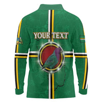 Personalized Dominica Long Sleeve Polo Shirt Sisserou Parrot With Hibiscus Patterns - Wonder Print Shop