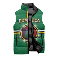 Personalized Dominica Sleeveless Puffer Jacket Sisserou Parrot With Hibiscus Patterns - Wonder Print Shop