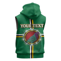 Personalized Dominica Sleeveless Zip Hoodie Sisserou Parrot With Hibiscus Patterns - Wonder Print Shop