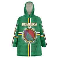 Personalized Dominica Wearable Blanket Hoodie Sisserou Parrot With Hibiscus Patterns - Wonder Print Shop