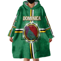Personalized Dominica Wearable Blanket Hoodie Sisserou Parrot With Hibiscus Patterns - Wonder Print Shop