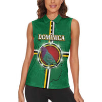 Personalized Dominica Women Sleeveless Polo Shirt Sisserou Parrot With Hibiscus Patterns - Wonder Print Shop