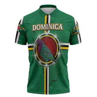 Personalized Dominica Zipper Polo Shirt Sisserou Parrot With Hibiscus Patterns - Wonder Print Shop