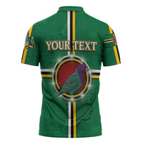 Personalized Dominica Zipper Polo Shirt Sisserou Parrot With Hibiscus Patterns - Wonder Print Shop