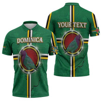 Personalized Dominica Zipper Polo Shirt Sisserou Parrot With Hibiscus Patterns - Wonder Print Shop