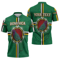 Personalized Dominica Zipper Polo Shirt Sisserou Parrot With Hibiscus Patterns - Wonder Print Shop