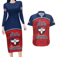 Personalized Dominican Republic Couples Matching Long Sleeve Bodycon Dress and Hawaiian Shirt Dimelo Ke Lo Ke - Wonder Print Shop