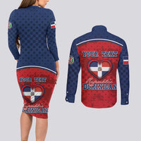 Personalized Dominican Republic Couples Matching Long Sleeve Bodycon Dress and Long Sleeve Button Shirt Dimelo Ke Lo Ke - Wonder Print Shop
