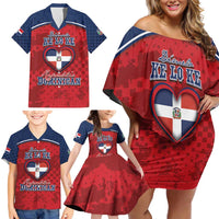 Personalized Dominican Republic Family Matching Off Shoulder Short Dress and Hawaiian Shirt Dimelo Ke Lo Ke - Wonder Print Shop