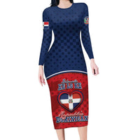 Personalized Dominican Republic Long Sleeve Bodycon Dress Dimelo Ke Lo Ke - Wonder Print Shop