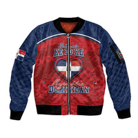 Personalized Dominican Republic Sleeve Zip Bomber Jacket Dimelo Ke Lo Ke - Wonder Print Shop