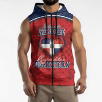 Personalized Dominican Republic Sleeveless Zip Hoodie Dimelo Ke Lo Ke - Wonder Print Shop