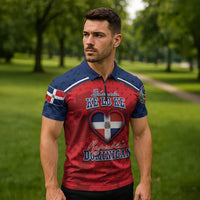 Personalized Dominican Republic Zipper Polo Shirt Dimelo Ke Lo Ke - Wonder Print Shop