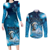 Poseidon Couples Matching Long Sleeve Bodycon Dress and Long Sleeve Button Shirt God Of The Sea - Wonder Print Shop