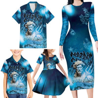 Poseidon Family Matching Long Sleeve Bodycon Dress and Hawaiian Shirt God Of The Sea - Wonder Print Shop
