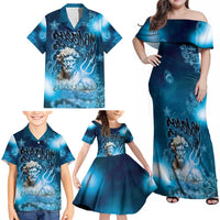 Poseidon Family Matching Off Shoulder Maxi Dress and Hawaiian Shirt God Of The Sea - Wonder Print Shop