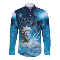 Poseidon Long Sleeve Button Shirt God Of The Sea - Wonder Print Shop