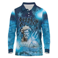 Poseidon Long Sleeve Polo Shirt God Of The Sea - Wonder Print Shop