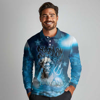 Poseidon Long Sleeve Polo Shirt God Of The Sea - Wonder Print Shop