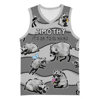 Jimothy The Raccoon Basketball Jersey It's Ok To Be Weird Raccoons Cute Sketch Pattern