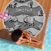 Jimothy The Raccoon Beach Blanket It's Ok To Be Weird Raccoons Cute Sketch Pattern