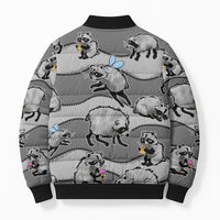Jimothy The Raccoon Bomber Puffer Jacket It's Ok To Be Weird Raccoons Cute Sketch Pattern