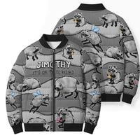 Jimothy The Raccoon Bomber Puffer Jacket It's Ok To Be Weird Raccoons Cute Sketch Pattern